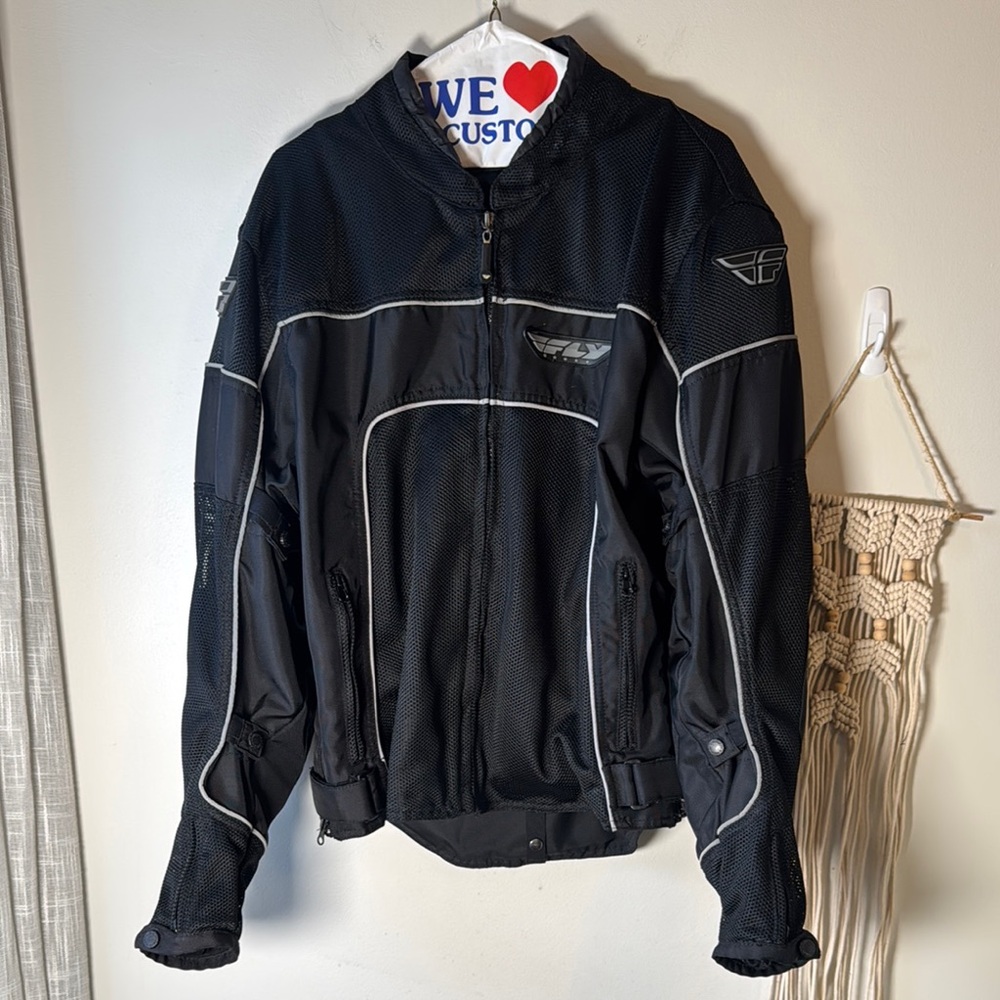 Fly Racing Moto Black Motorcycle Jacket Large